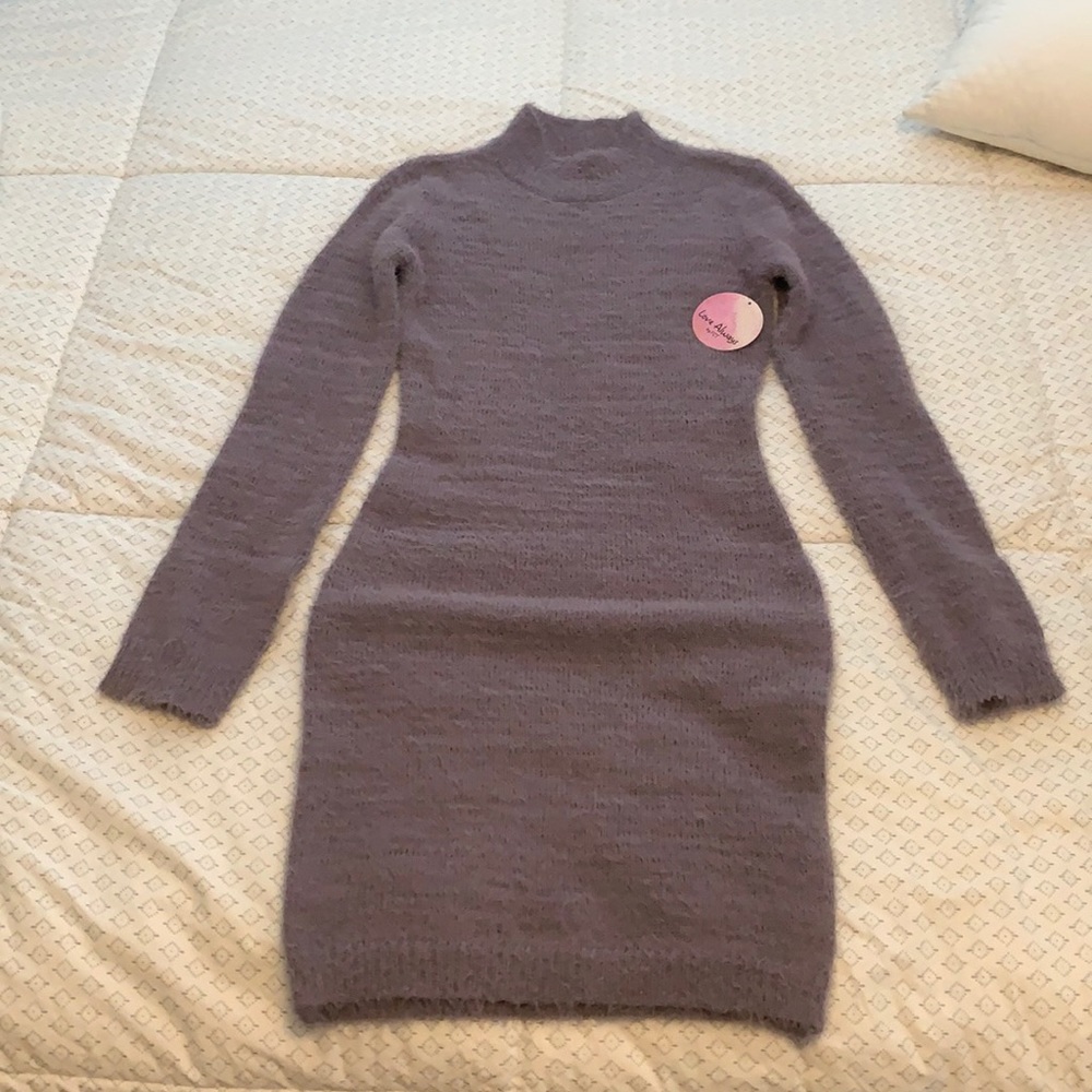 LOVE ALWAYS fuzzy turtleneck sweater dress size M